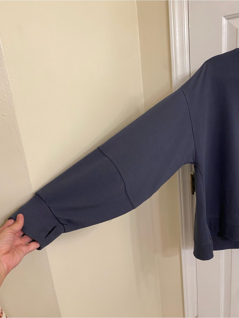 ALL IN MOTION SLATE BLUE OVERSIZED TERRYCLOTH SWEATSHIRT THUMBHOLES BOXY SIZE XL - Picture 13 of 16